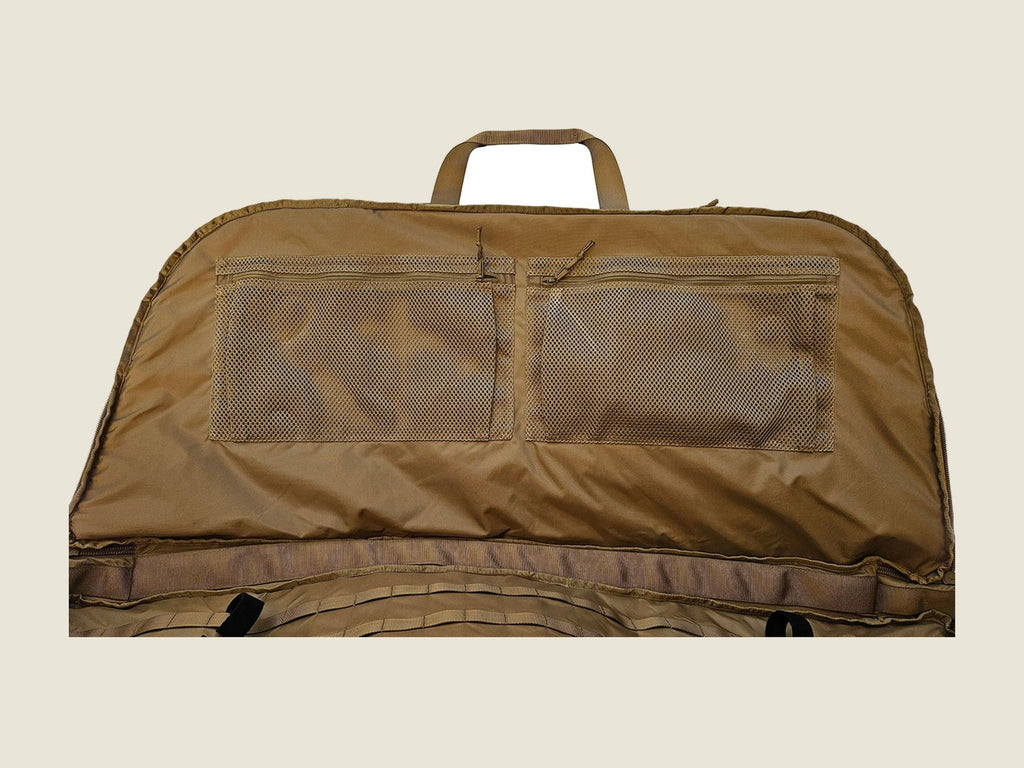 C1 Compound Bow Case, open showing internal mesh pockets