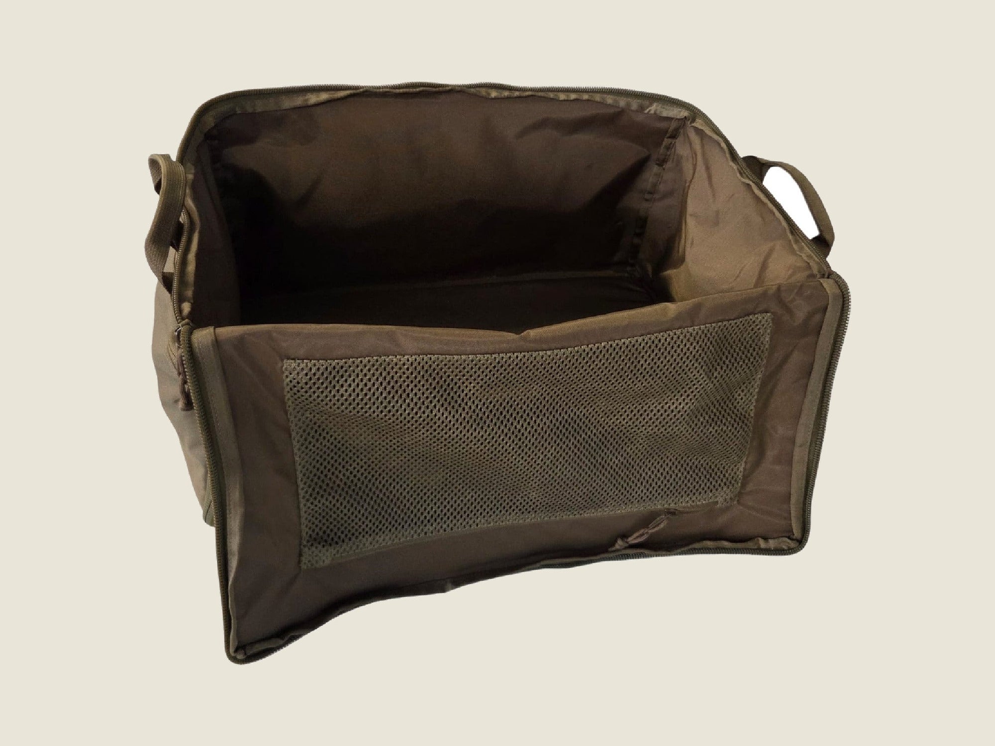 LT1 duffle bag, open showing internal mesh pocket