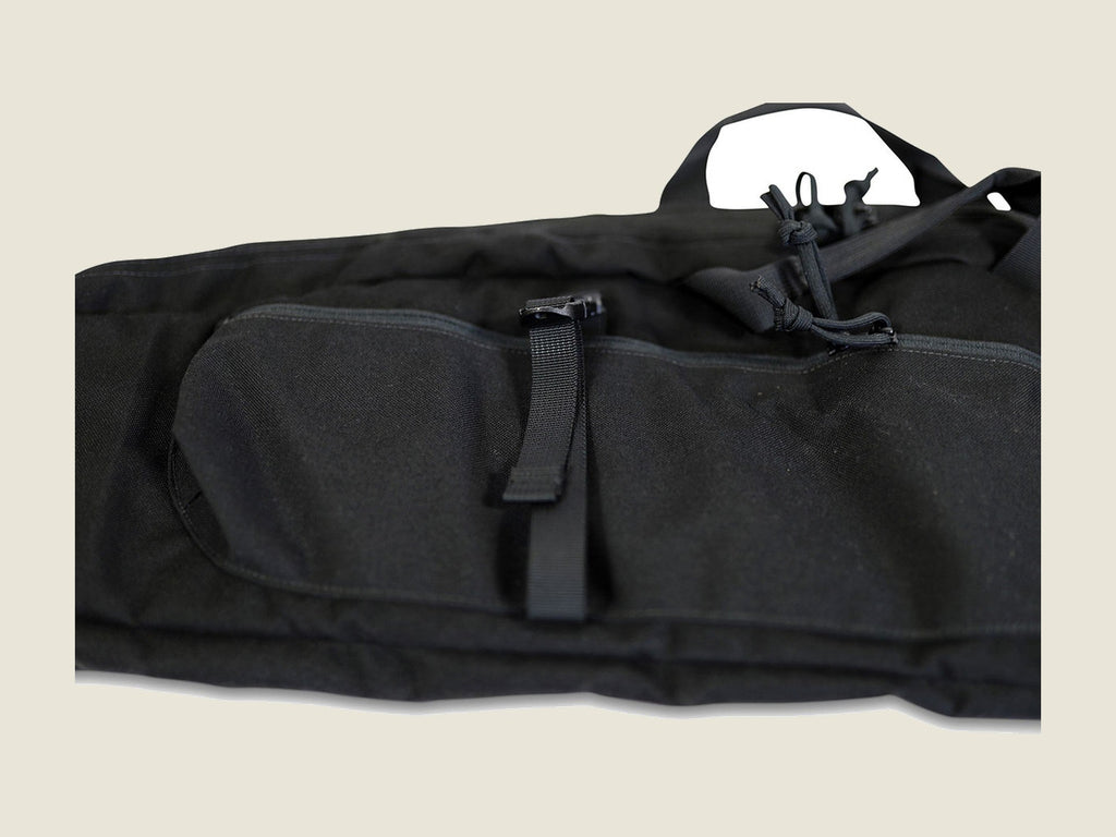 R1 bow case black, external front pocket detail