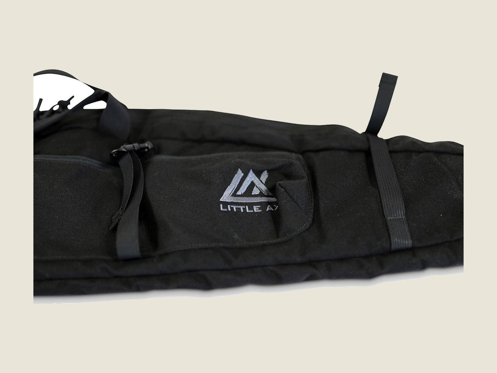 R1 bow case black, open showing padded lining