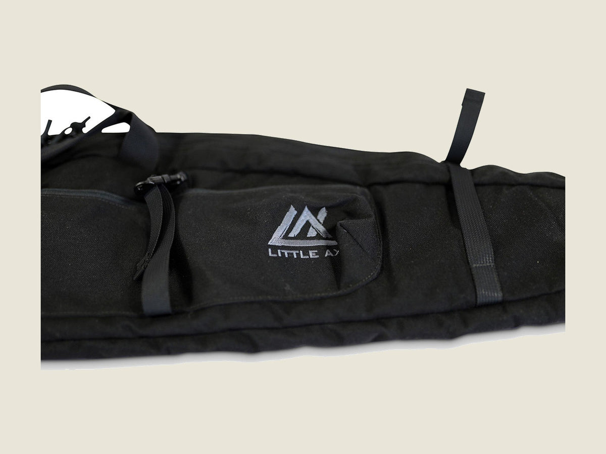 R1 bow case black, open showing padded lining