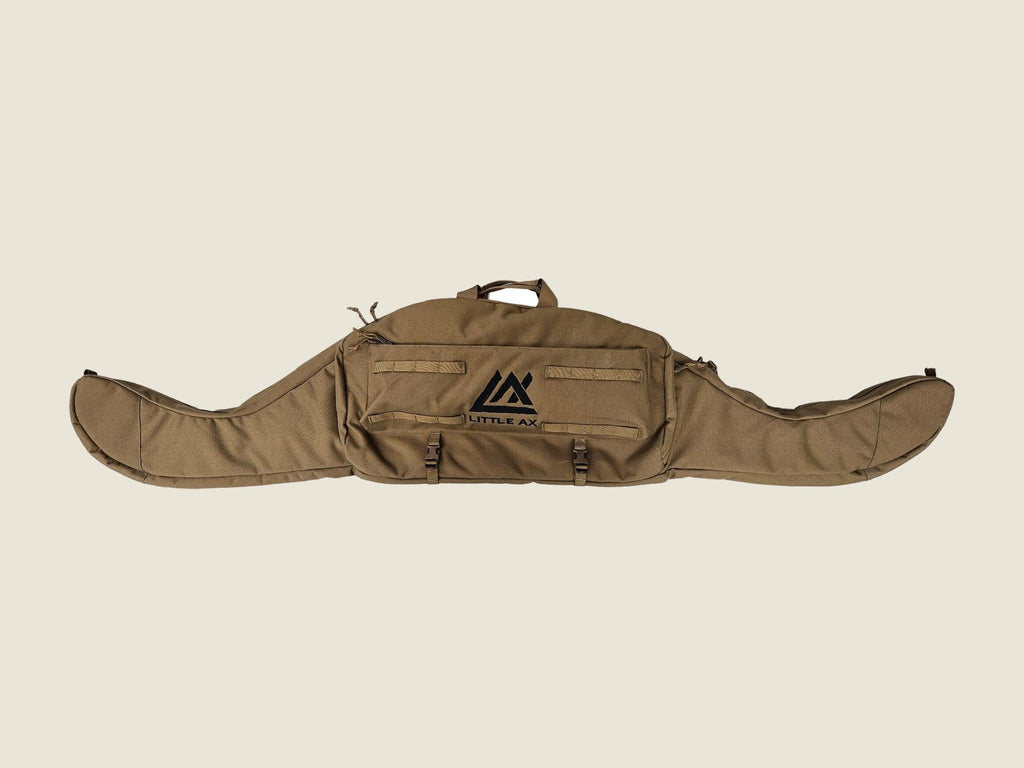 R2MP bow case coyote brown, full length front pocket detail