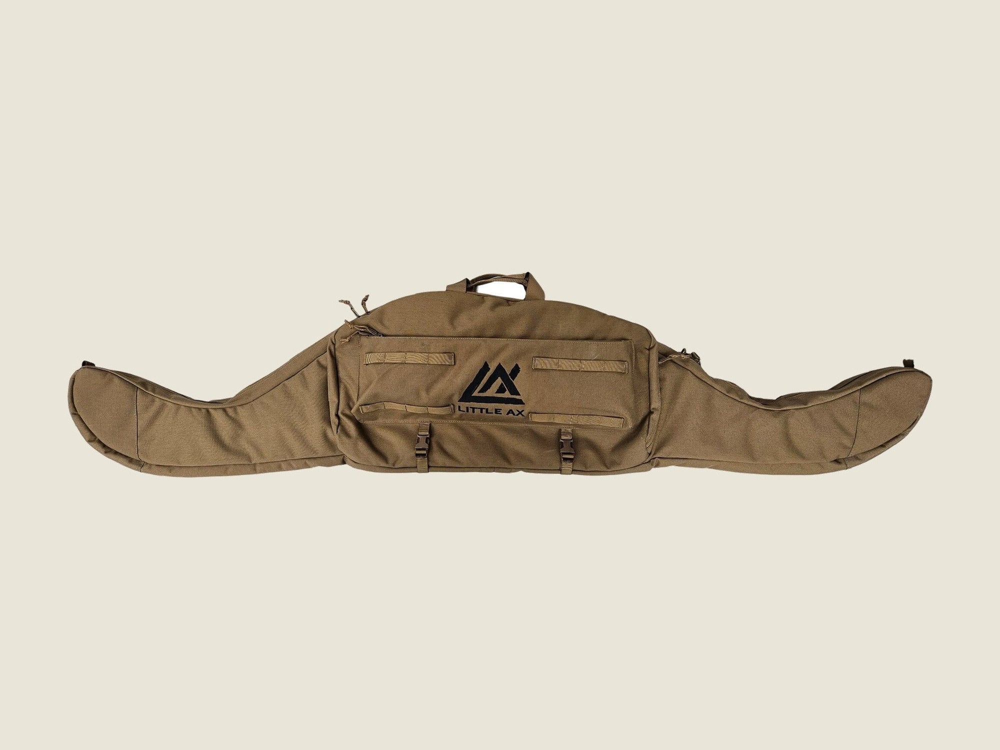 R2MP bow case coyote brown, full length front pocket detail